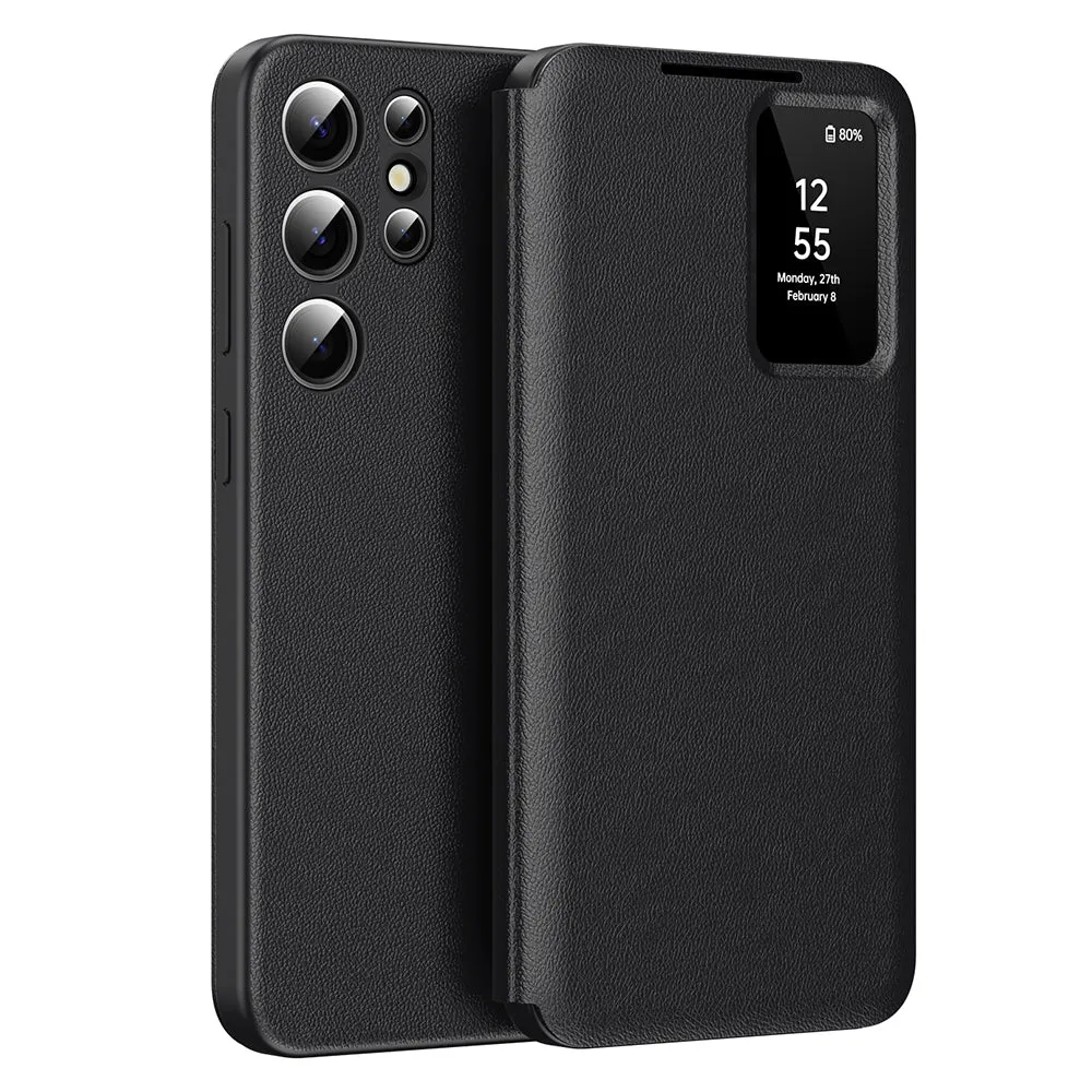 Custodia per Samsung Galaxy S22 Ultra 5G S908, Techsuit, SmartView, Nera - immagine 1