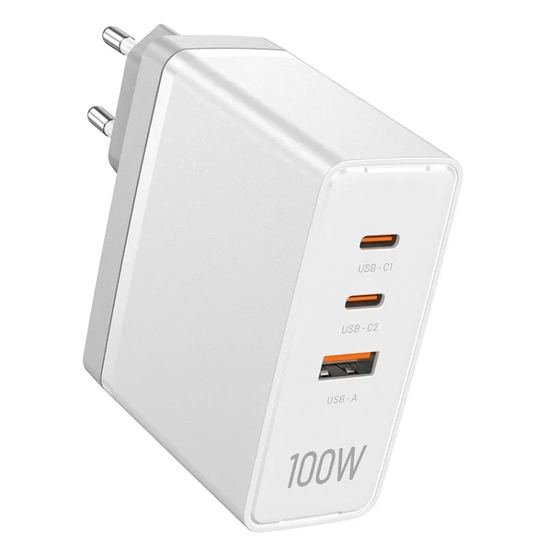 Caricatore da muro Vention GaN FEGW0-EU 2xUSB-C 1xUSB 100W Nero compatibile con iPhone/Samsung/Laptop - Android/IoS - immagine 1