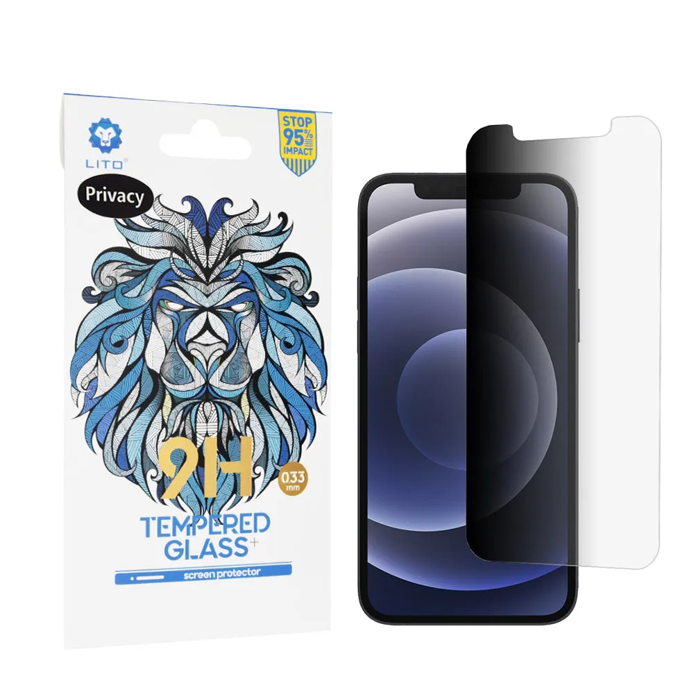 Pellicola protettiva per schermo Privacy Lito Classic per Apple iPhone 12 / 12 Pro, Vetro temperato, Full Glue, 2.5D - immagine 1