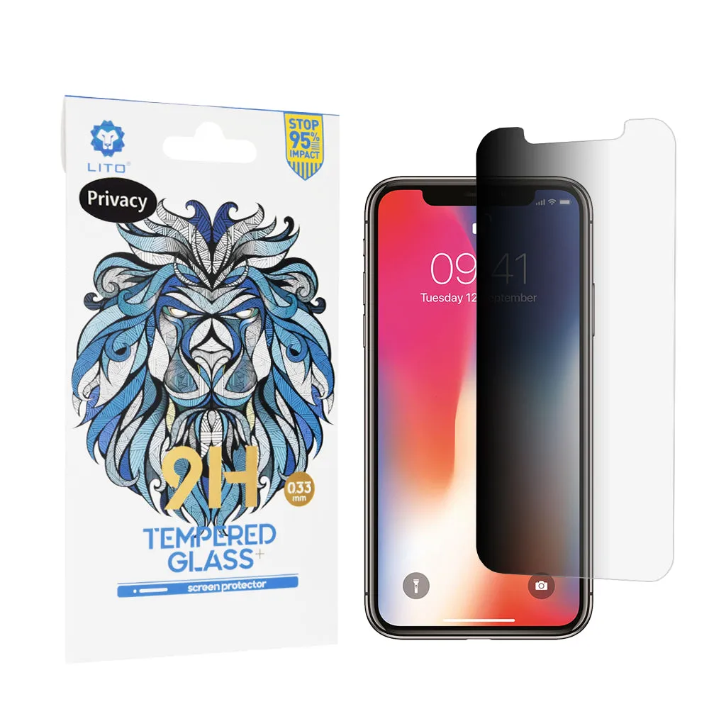 Pellicola protettiva per schermo Privacy Lito Classic per Apple iPhone 11 Pro / XS / X, Vetro temperato, Full Glue, 2.5D - immagine 1