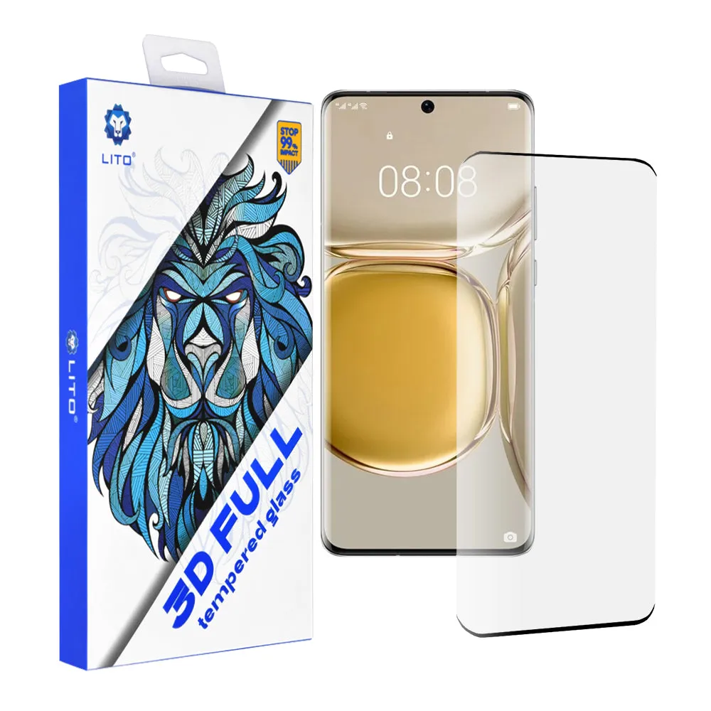 Pellicola protettiva per schermo Lito per Huawei P50 Pro, Vetro temperato, Full Glue, 3D, Nero - immagine 1