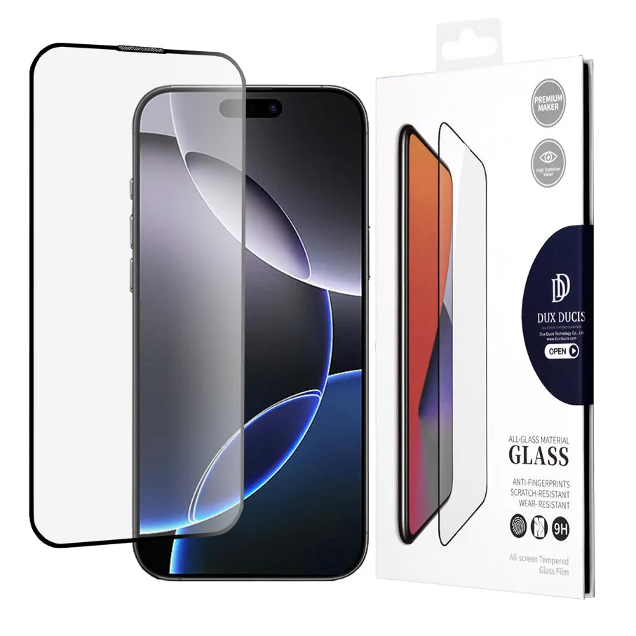 Pellicola protettiva per schermo DUX DUCIS per Apple iPhone 16 Pro Max, Vetro temperato, Edge Glue, Nero - immagine 1
