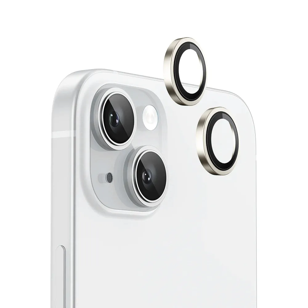 Pellicola protettiva per fotocamera posteriore Blueo Metal Frame per Apple iPhone 15 Plus / 15, Vetro temperato, Gialla - immagine 1