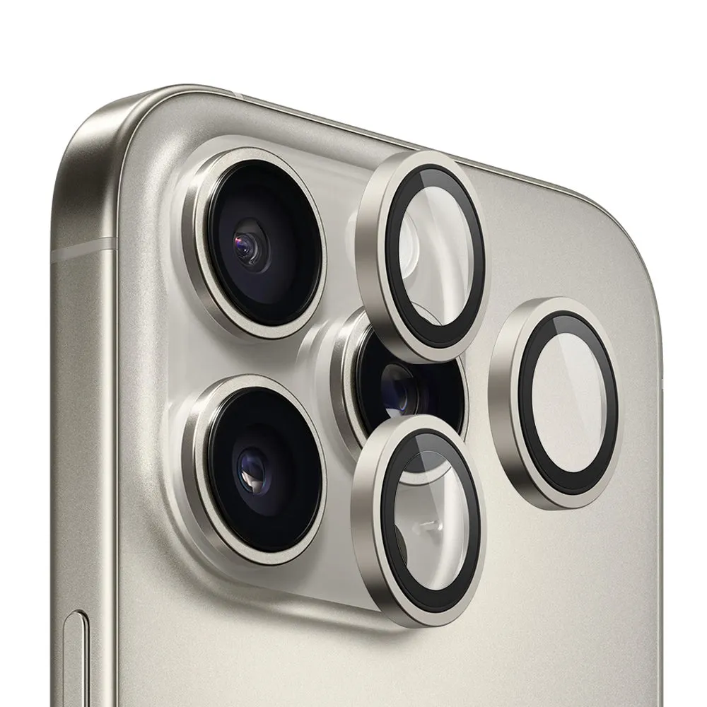 Pellicola protettiva per fotocamera posteriore Blueo Metal Frame per Apple iPhone 16 Pro Max / 16 Pro, vetro temperato, grigio metallico - immagine 1