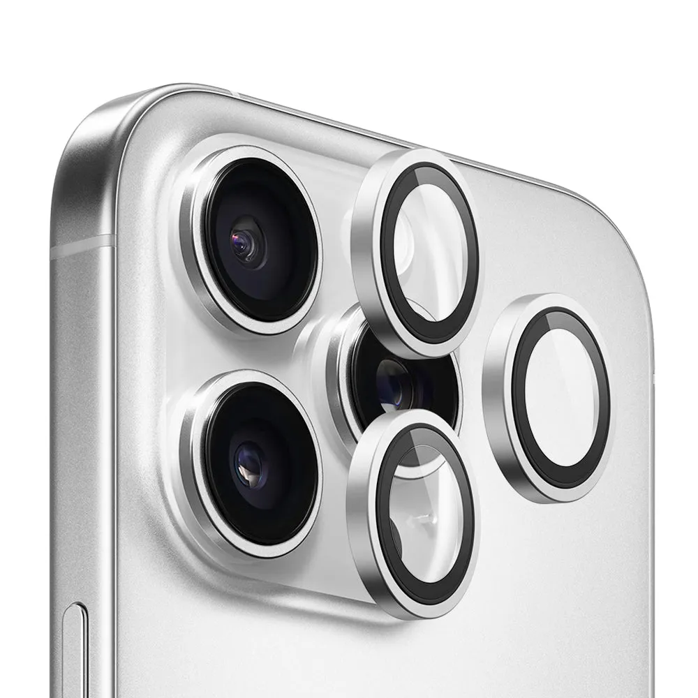 Pellicola protettiva per fotocamera posteriore Blueo Metal Frame per Apple iPhone 16 Pro Max / 16 Pro, vetro temperato, argento - immagine 1