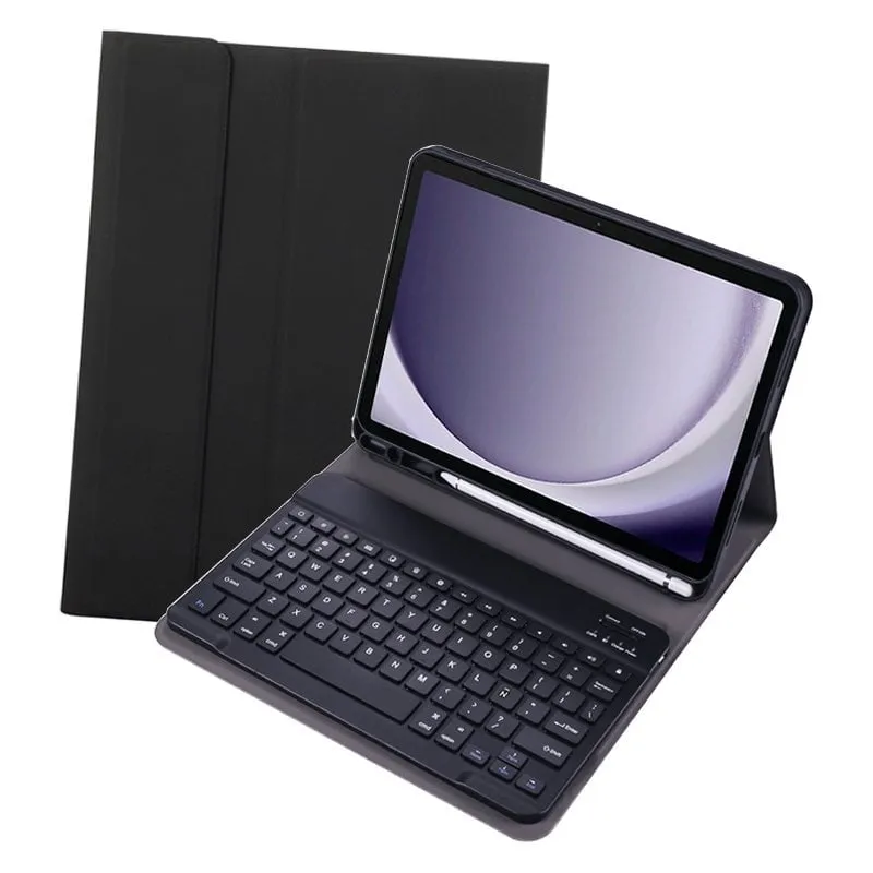Custodia con tastiera Bluetooth in similpelle nera da 11" per Galaxy Tab A9 Plus / Tab A11 Plus - immagine 1
