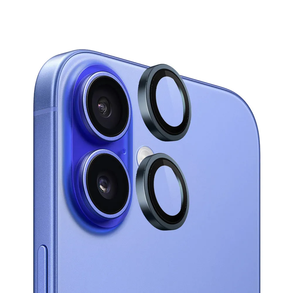 Pellicola protettiva per fotocamera posteriore Blueo Metal Frame per Apple iPhone 16 Plus / 16, vetro temperato, blu - immagine 1