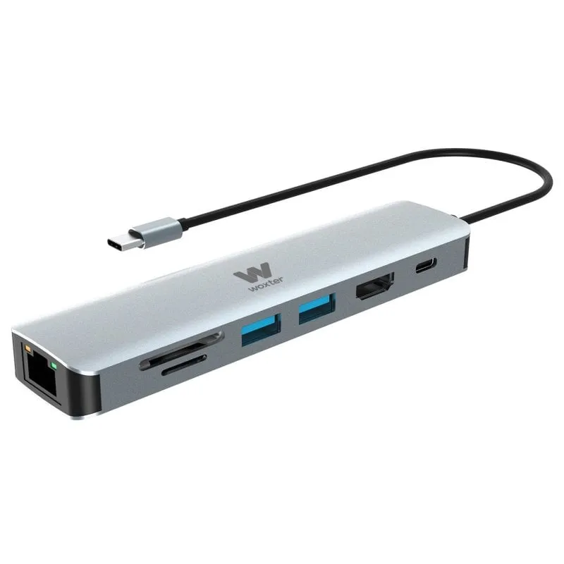 Woxter Hub USB-C 7 in 1 a HDMI/USB-C PD/USB 3.0/RJ45/Lettore di schede - immagine 1