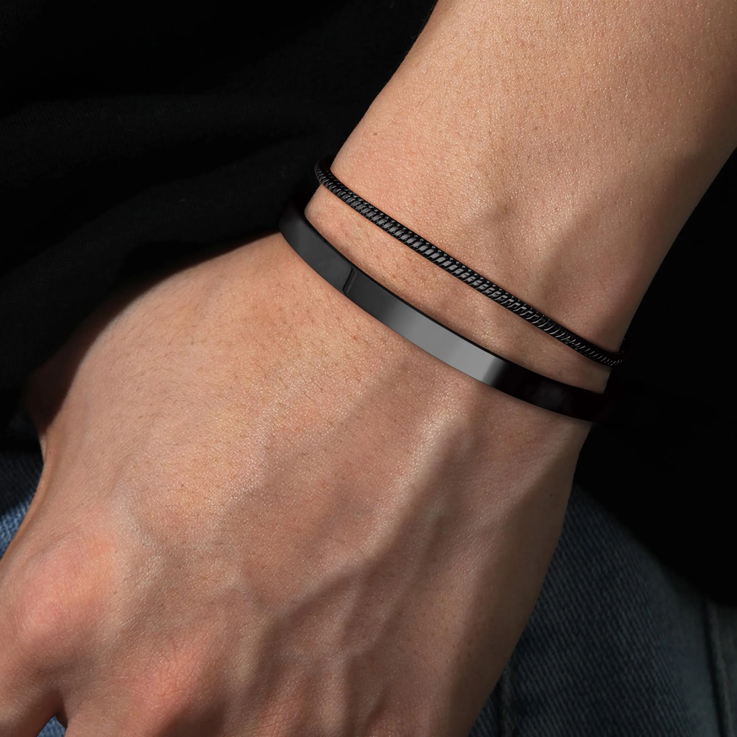 YADOCA Bracciali Uomo a Catena in Acciaio Inossidabile, Set 21 cm - immagine 3