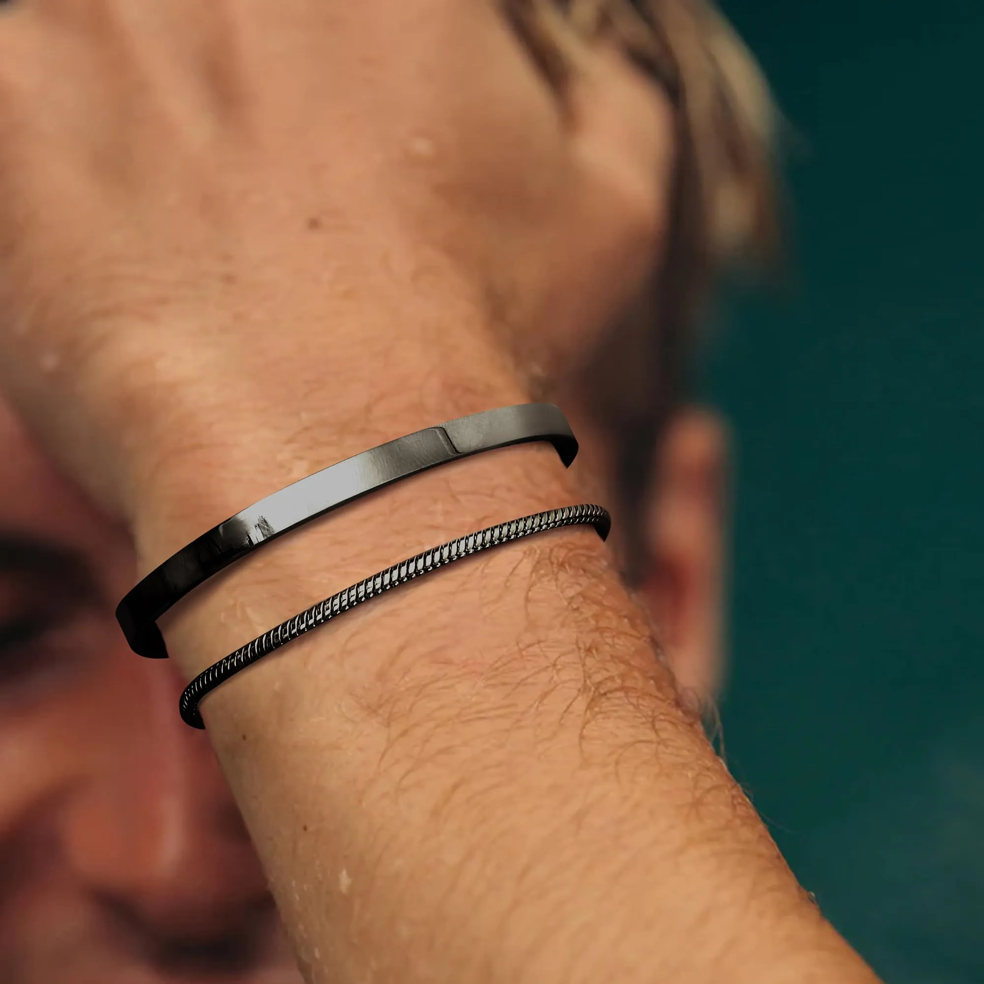 YADOCA Bracciali Uomo a Catena in Acciaio Inossidabile, Set 19 cm - immagine 2
