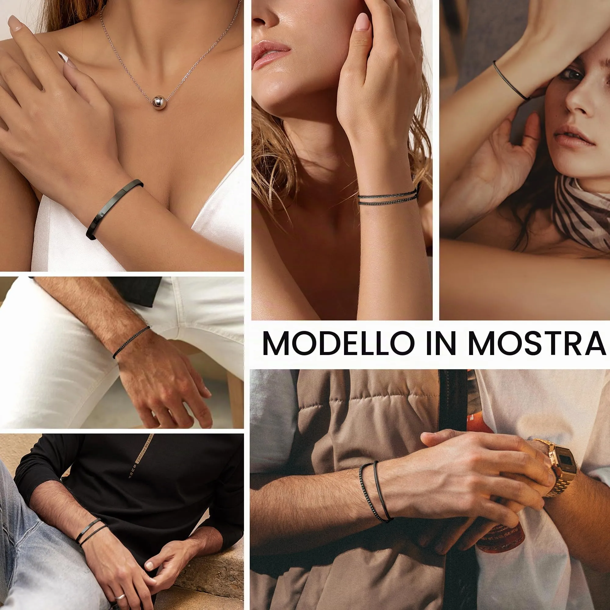 YADOCA Bracciali Uomo a Catena in Acciaio Inossidabile, Set 19 cm - immagine 6