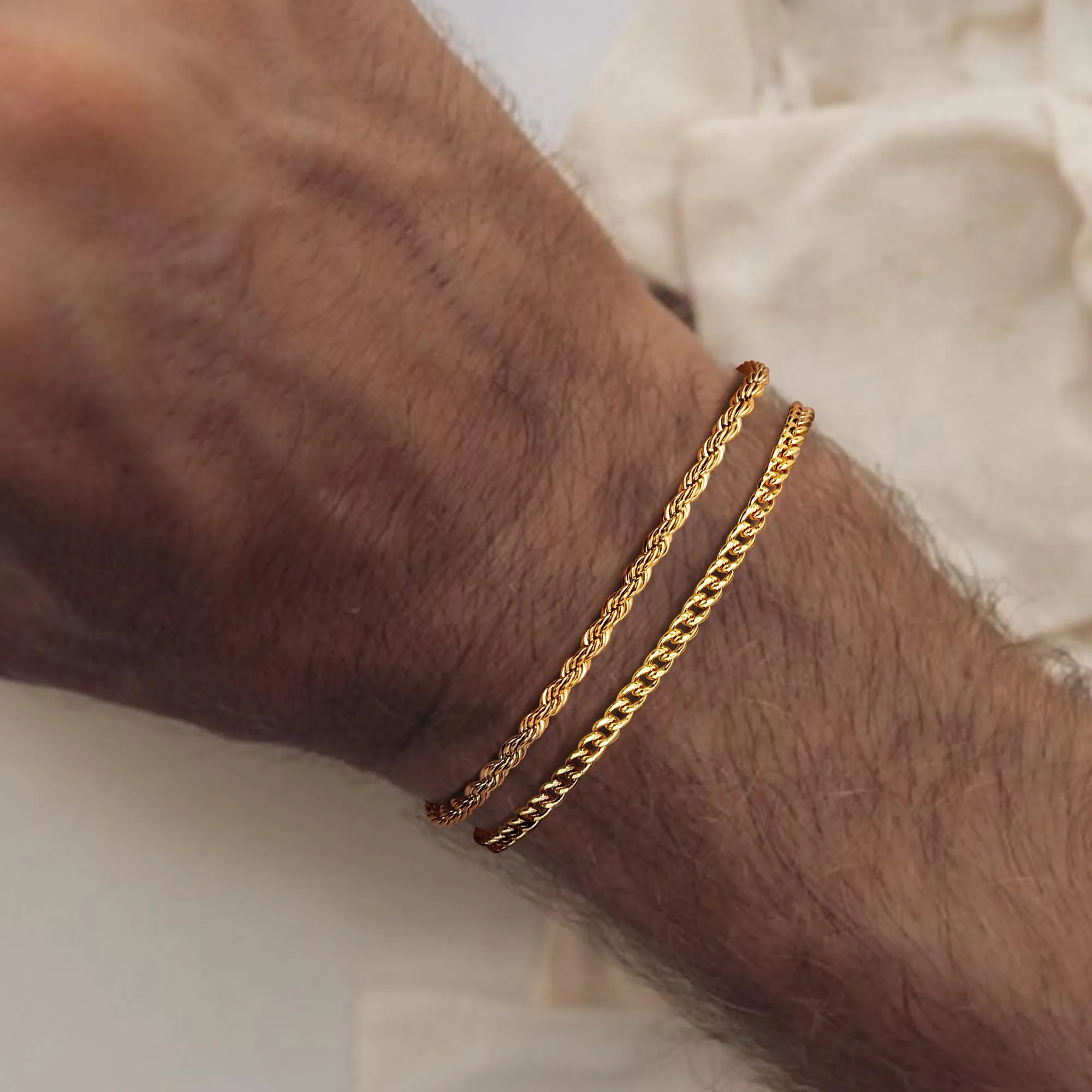 YADOCA Bracciali Uomo a Catena in Acciaio Inossidabile, Set 19 cm - immagine 2