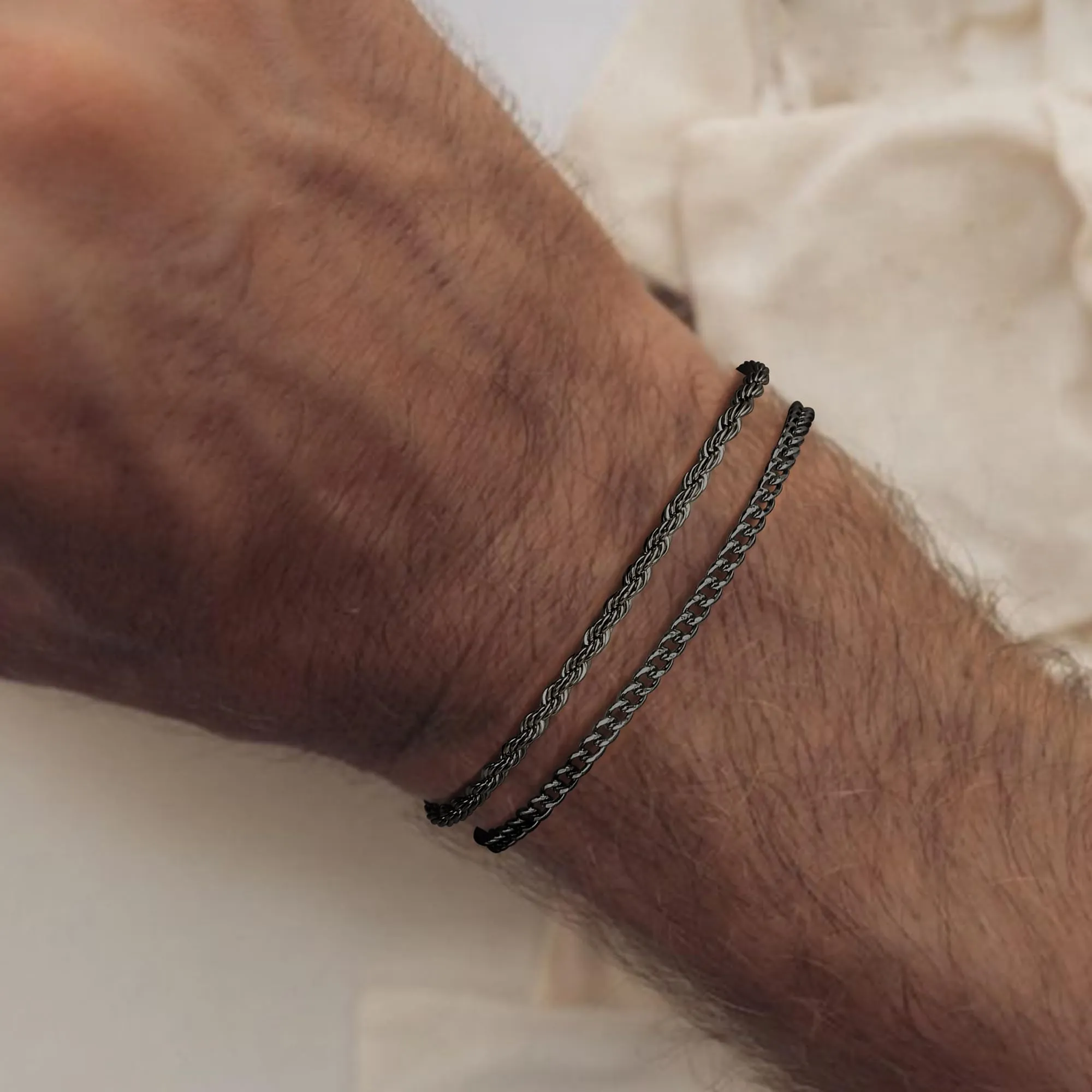 YADOCA Bracciali Uomo a Catena in Acciaio Inossidabile, Set 19 cm - immagine 2