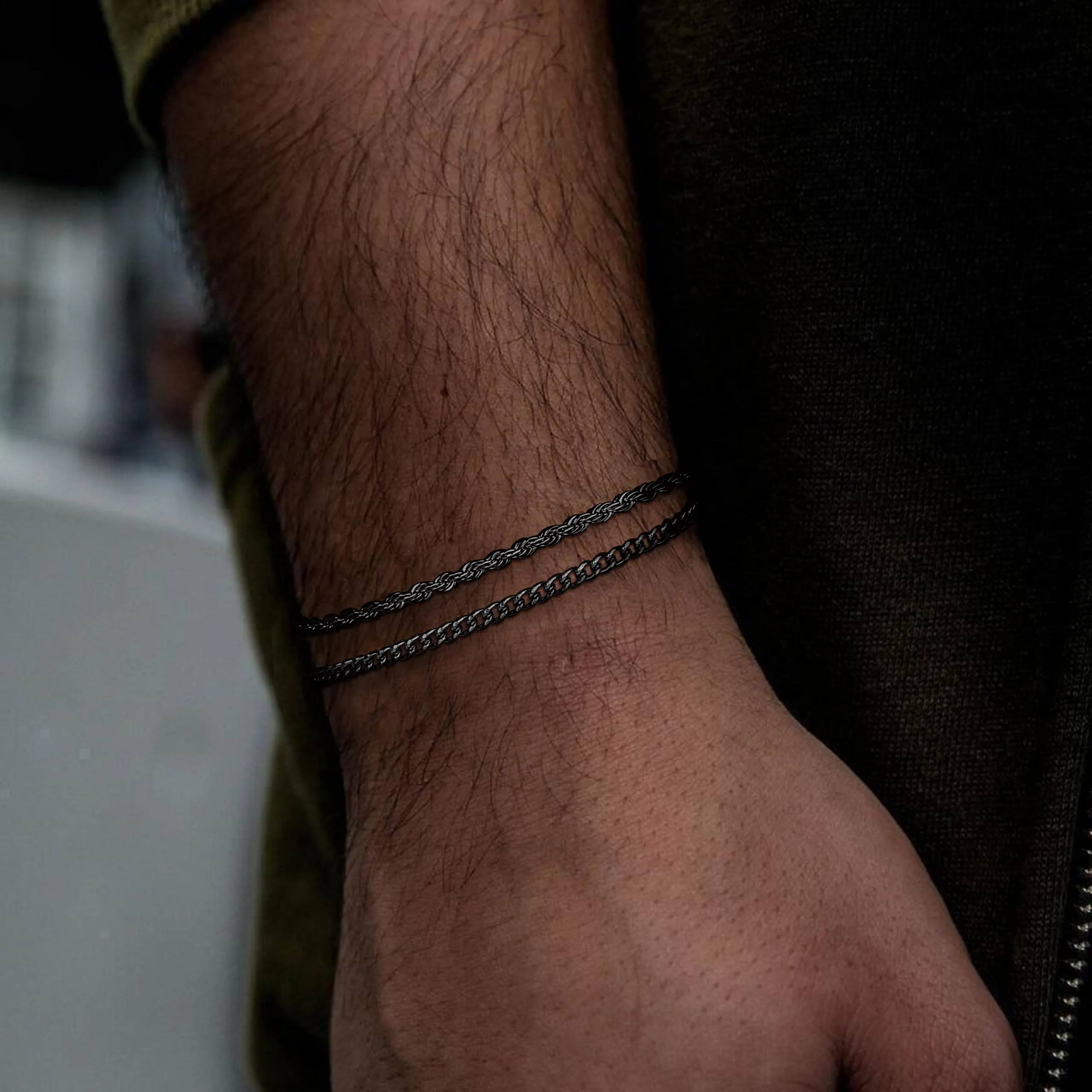 YADOCA Bracciali Uomo a Catena in Acciaio Inossidabile, Set 19 cm - immagine 3