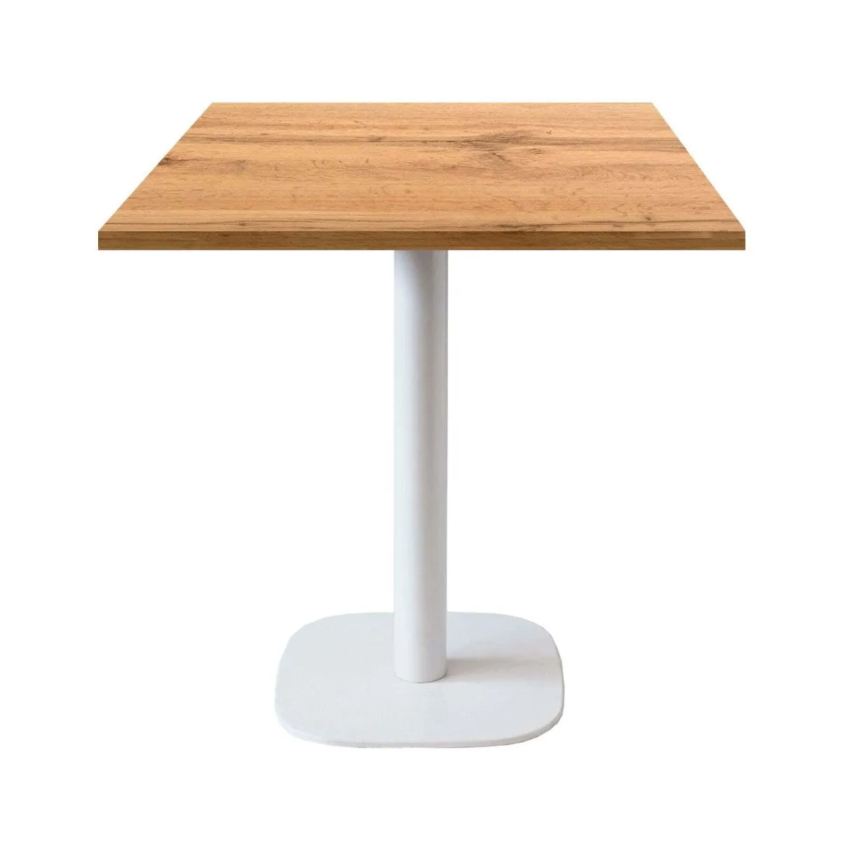 RestooTab Tavolo Round quadrato base bianco - laminato legno & tinta unita; 70x70x75 cm (LxLxH); Piano tavolo quercia, struttura bianco; quadrata - immagine 1