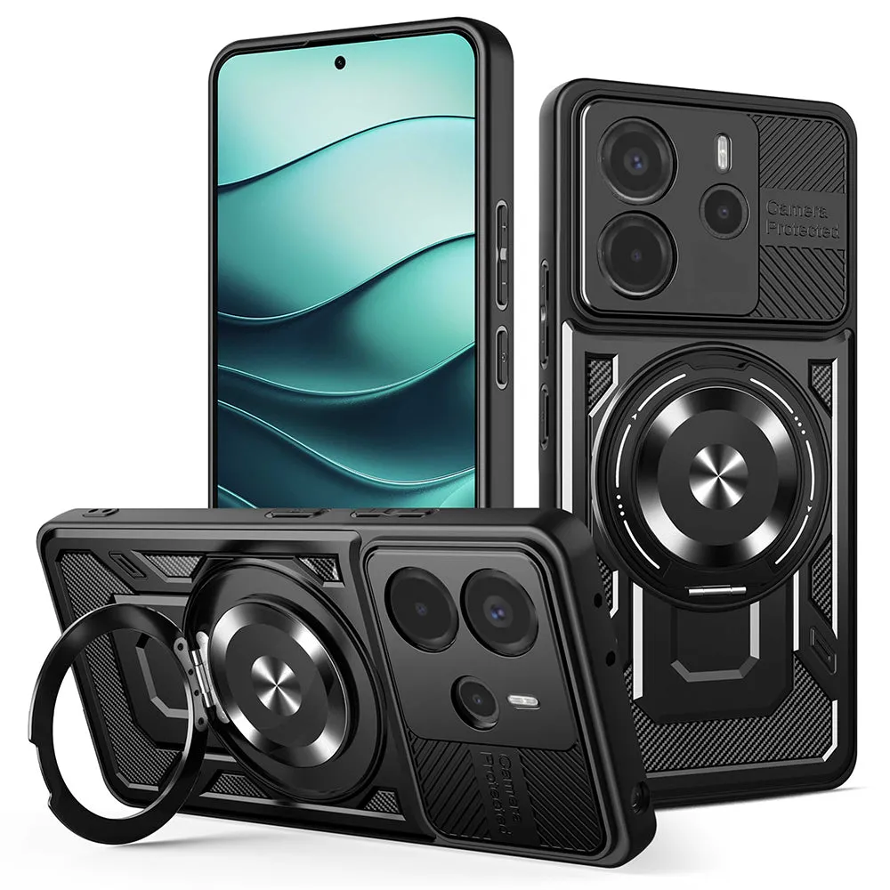 Custodia per Xiaomi Redmi Note 14 5G, Techsuit, RuggedCam, Nera - immagine 1