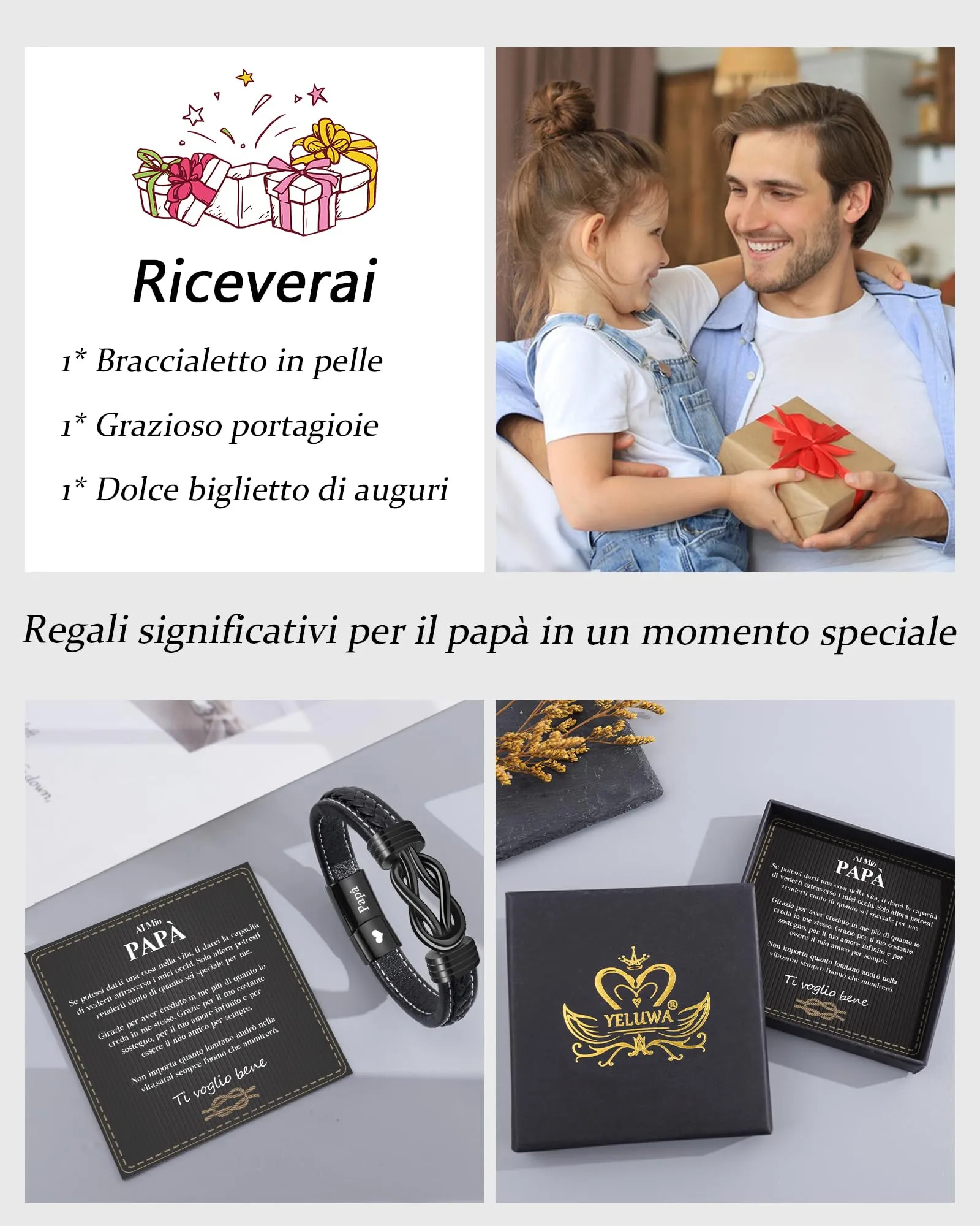YELUWA Festa Del Papà Regalo Festa Del Papà Regalo Papà Bracciale - immagine 7
