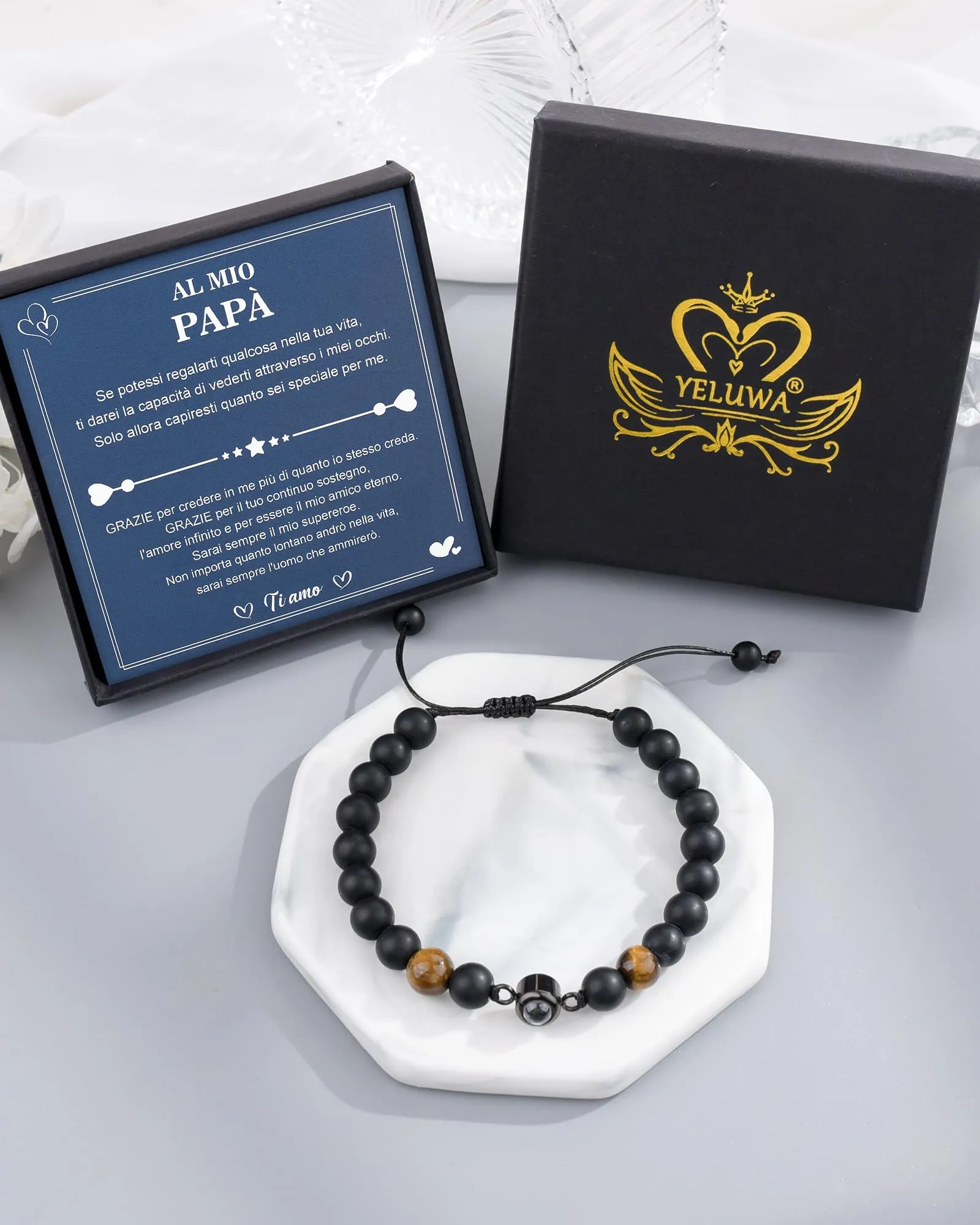 YELUWA Festa Del Papa Idee Regalo, Festa Del Papà Bracciale Uomo - immagine 5