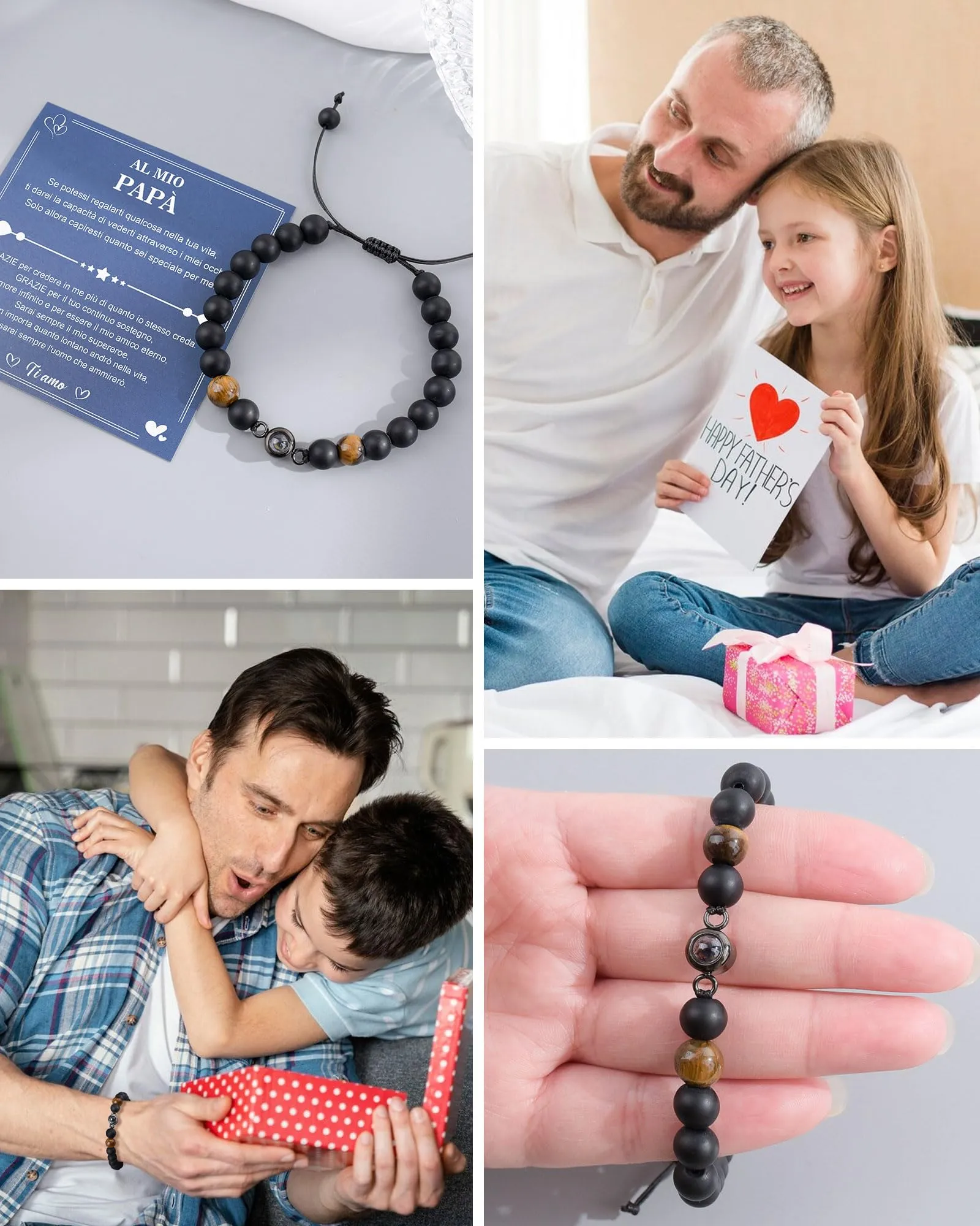 YELUWA Festa Del Papa Idee Regalo, Festa Del Papà Bracciale Uomo - immagine 6