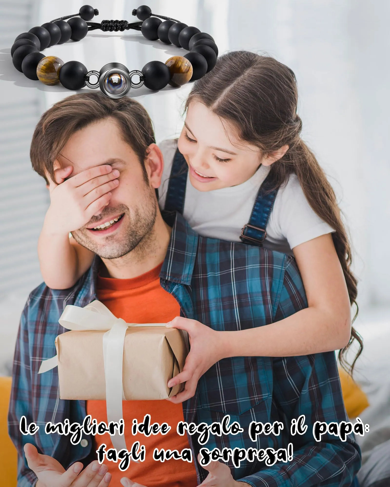 YELUWA Festa Del Papa Idee Regalo, Festa Del Papà Bracciale Uomo - immagine 7