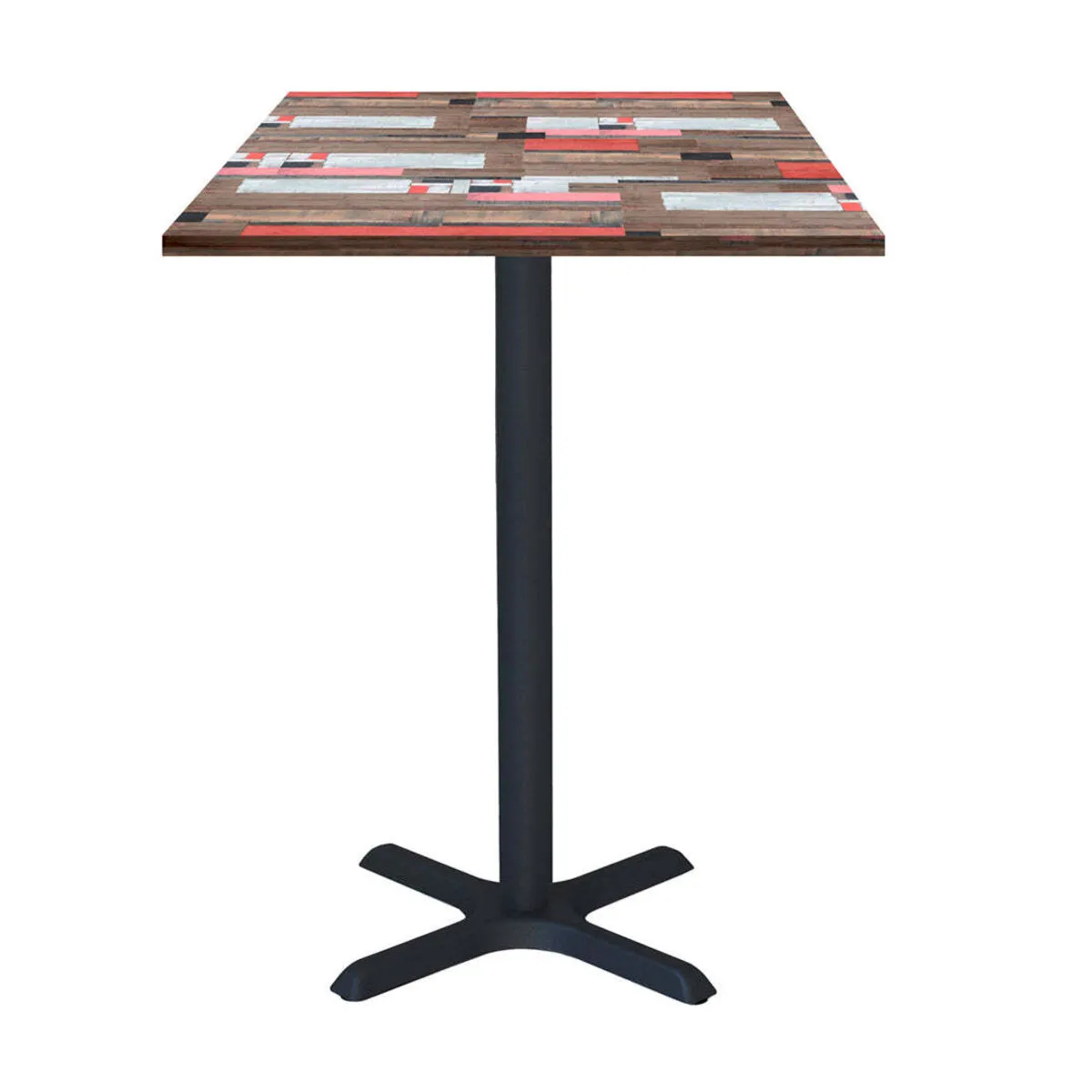 RestooTab Tavolo alto Dina quadrato - laminato legno & tinta unita; 60x60x112 cm (LxLxH); Piano tavolo multicolore, struttura nero; quadrata - immagine 1