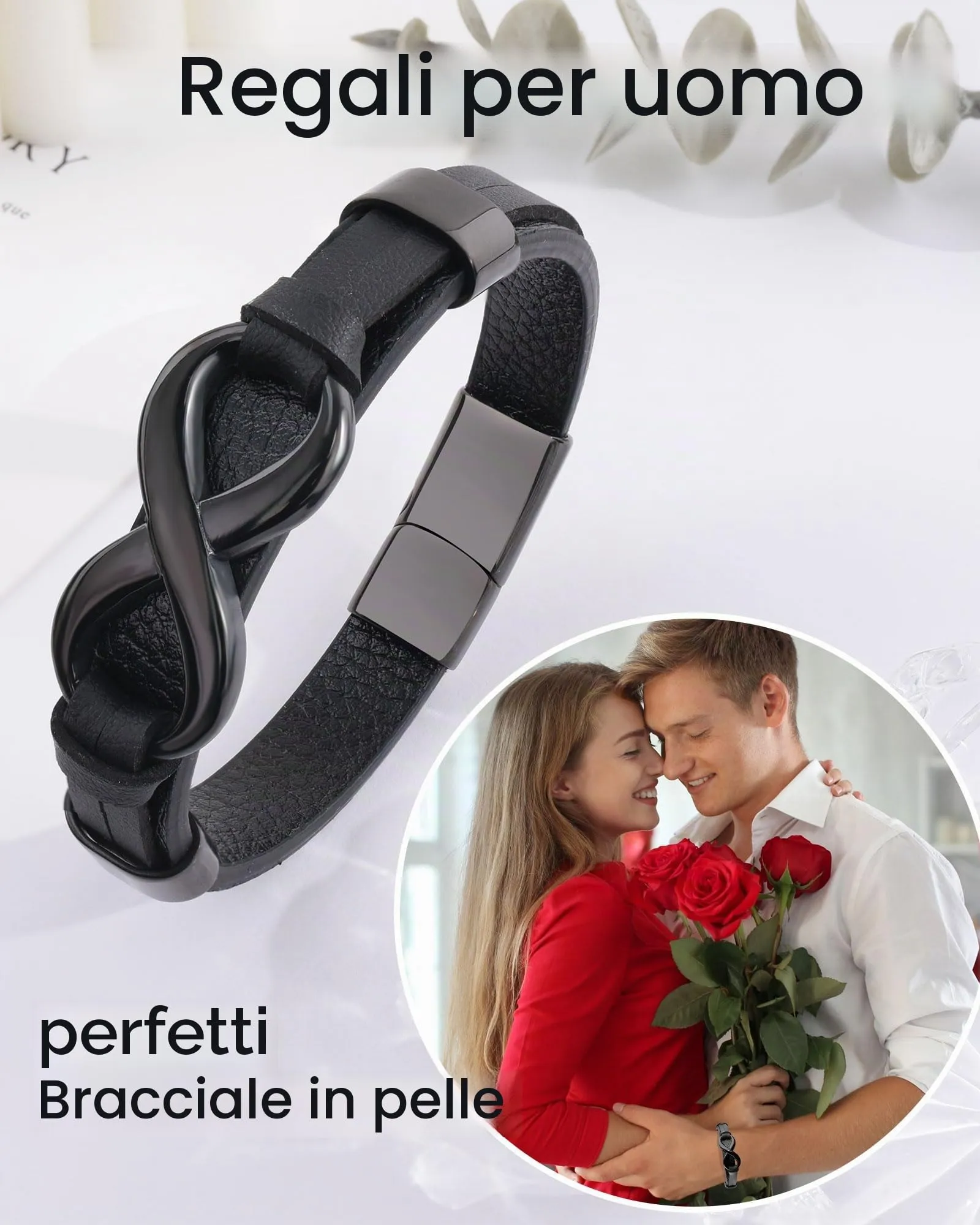 YELUWA Bracciale da uomo, regalo per fidanzato, marito, amico, regalo di Natale, compleanno, anniversario - immagine 2