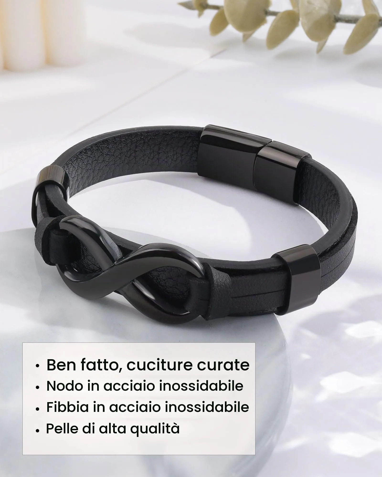 YELUWA Bracciale da uomo, regalo per fidanzato, marito, amico, regalo di Natale, compleanno, anniversario - immagine 6