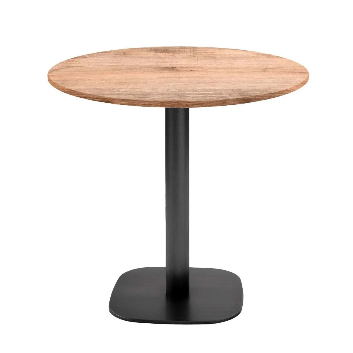 RestooTab Tavolo Round rotondo - laminato pietra & legno; 75x70 cm (HxØ); Piano tavolo quercia/marrone chiaro, struttura nero; rotonda - immagine 1