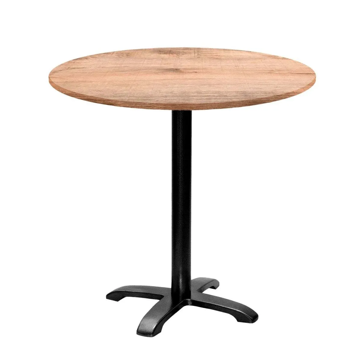 RestooTab Tavolo Bazila rotondo - laminato legno; 74x80 cm (HxØ); Piano tavolo quercia/marrone chiaro, struttura nero; rotonda - immagine 1