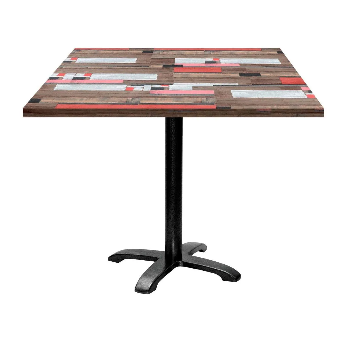 RestooTab Tavolo Bazila quadrato - laminato legno; 90x90x74 cm (LxLxH); Piano tavolo multicolore, struttura nero; quadrata - immagine 1