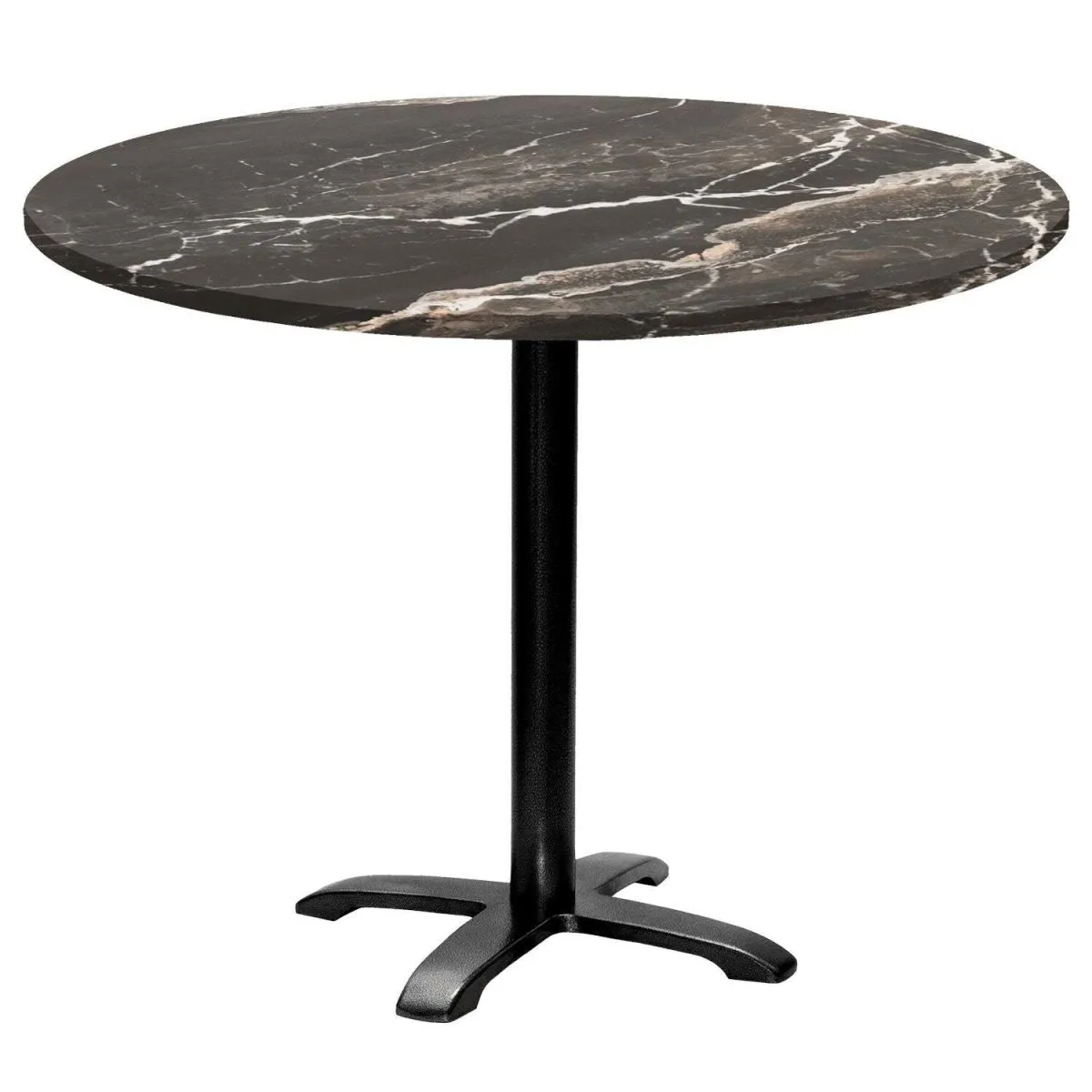 RestooTab Tavolo Bazila rotondo - laminato pietra; 74x110 cm (HxØ); Piano tavolo nero, struttura nero; rotonda - immagine 1