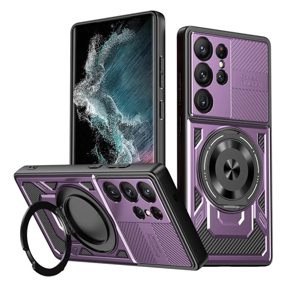 Custodia per Samsung Galaxy S22 Ultra 5G S908, Techsuit, RuggedCam, Viola - immagine 1