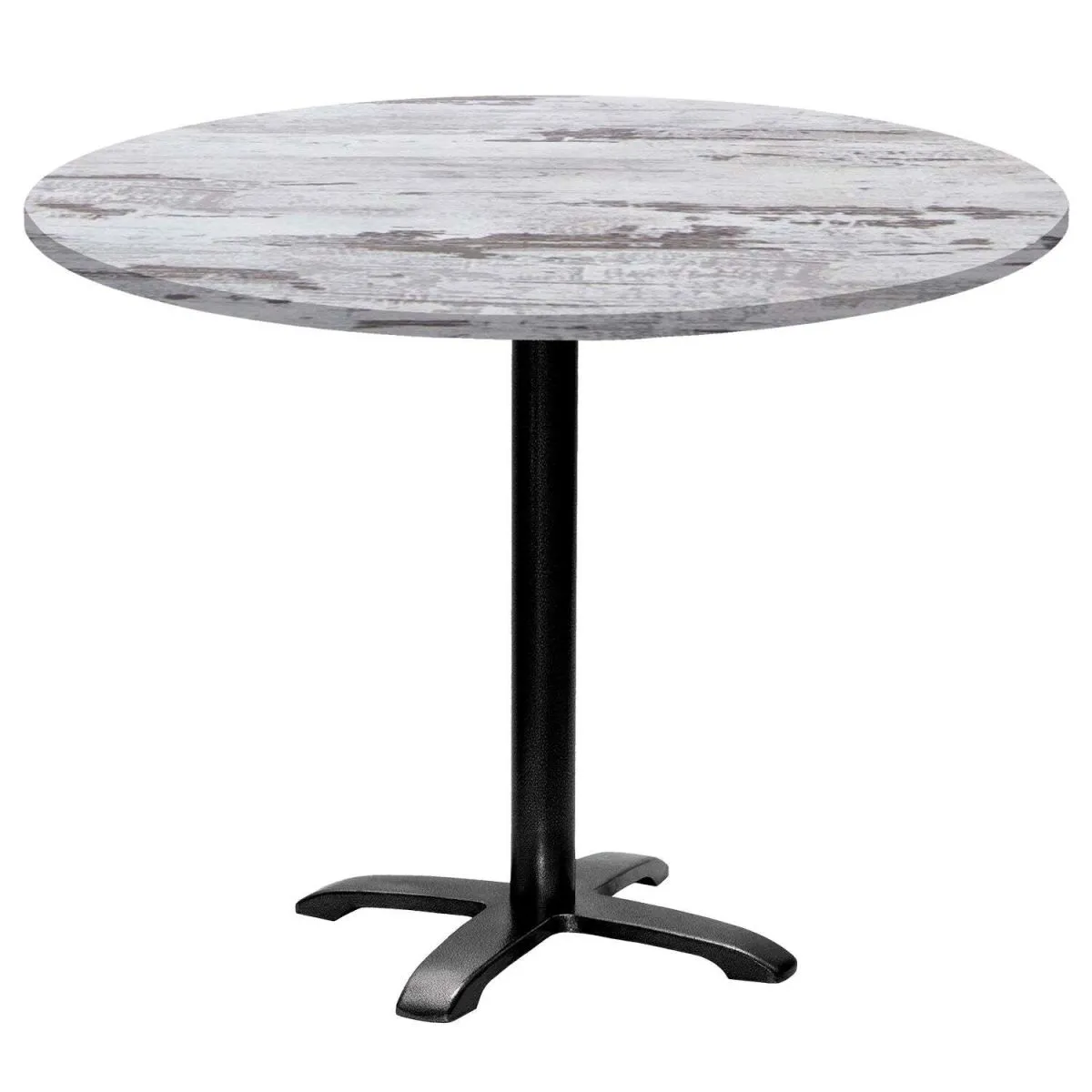 RestooTab Tavolo Bazila rotondo - laminato legno; 74x110 cm (HxØ); Piano tavolo quercia/bianco, struttura nero; rotonda - immagine 1