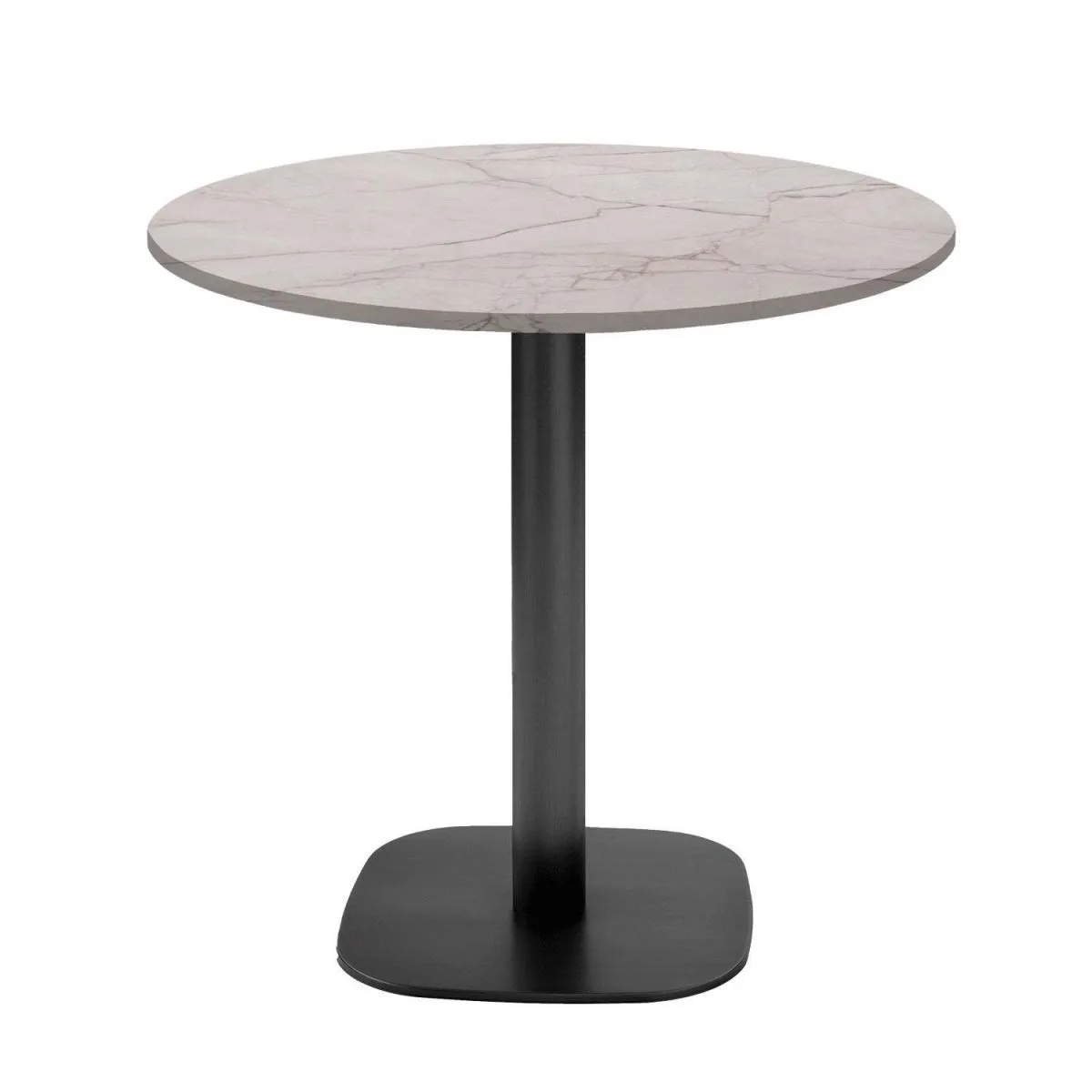 RestooTab Tavolo Round rotondo - laminato pietra & legno; 75x70 cm (HxØ); Piano tavolo beige, struttura nero; rotonda - immagine 1