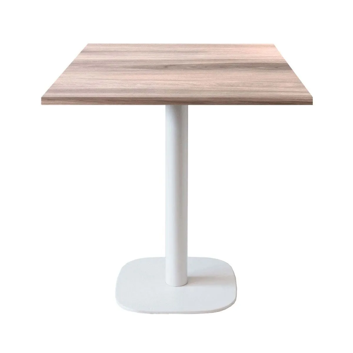 RestooTab Tavolo Round quadrato base bianco - laminato legno & tinta unita; 70x70x75 cm (LxLxH); Piano tavolo quercia/grigio chiaro, struttura bianco; quadrata - immagine 1