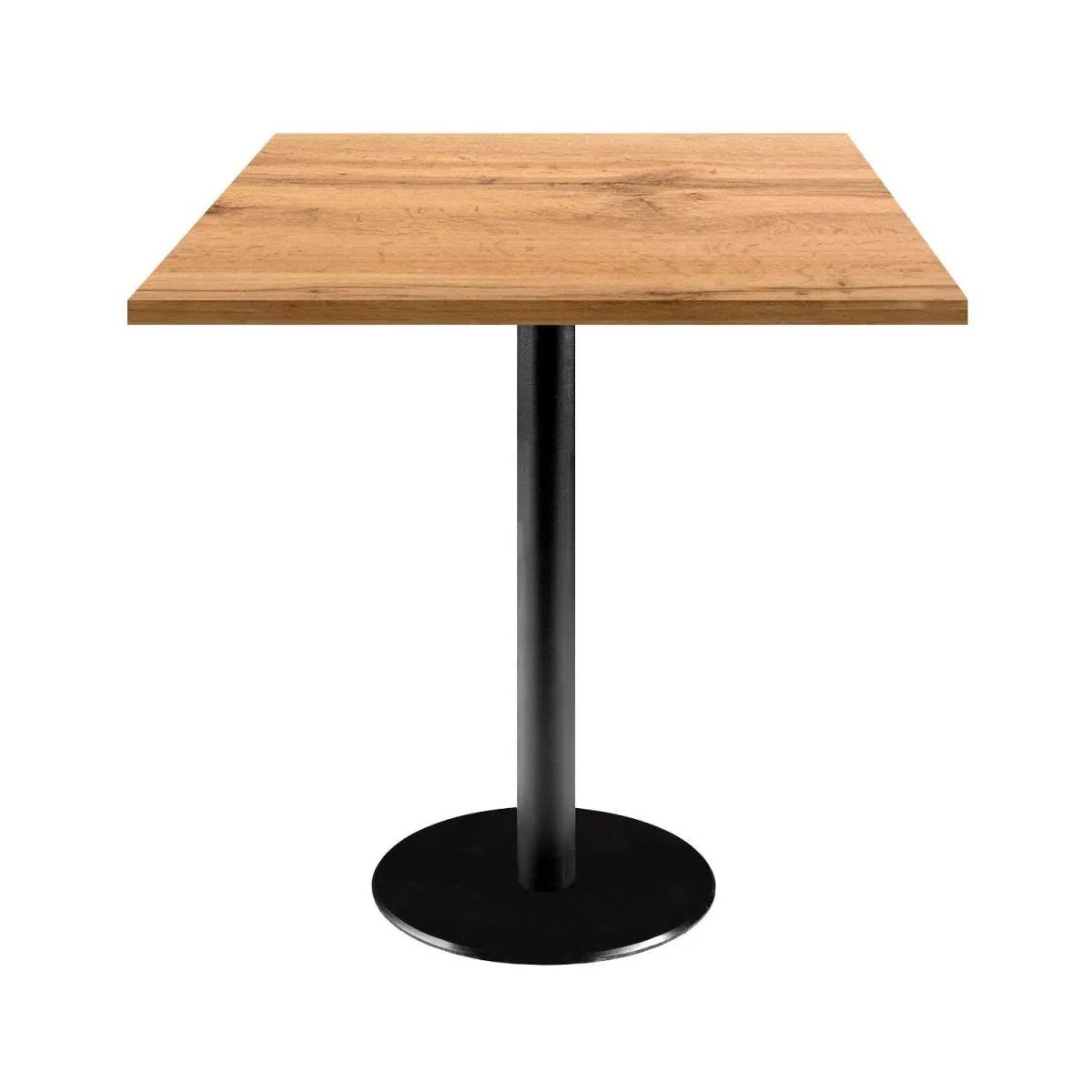 RestooTab Tavolo Rome quadrato - laminato legno; 70x70x75 cm (LxLxH); Piano tavolo quercia, struttura nero; quadrata - immagine 1