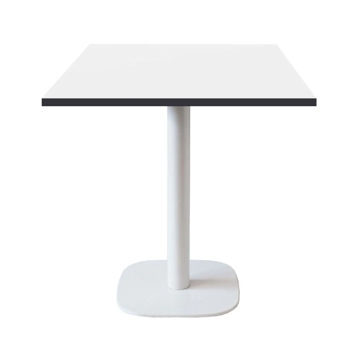 RestooTab Tavolo Round quadrato base bianco - laminato legno & tinta unita; 70x70x75 cm (LxLxH); Piano tavolo bianco/nero, struttura bianco; quadrata - immagine 1