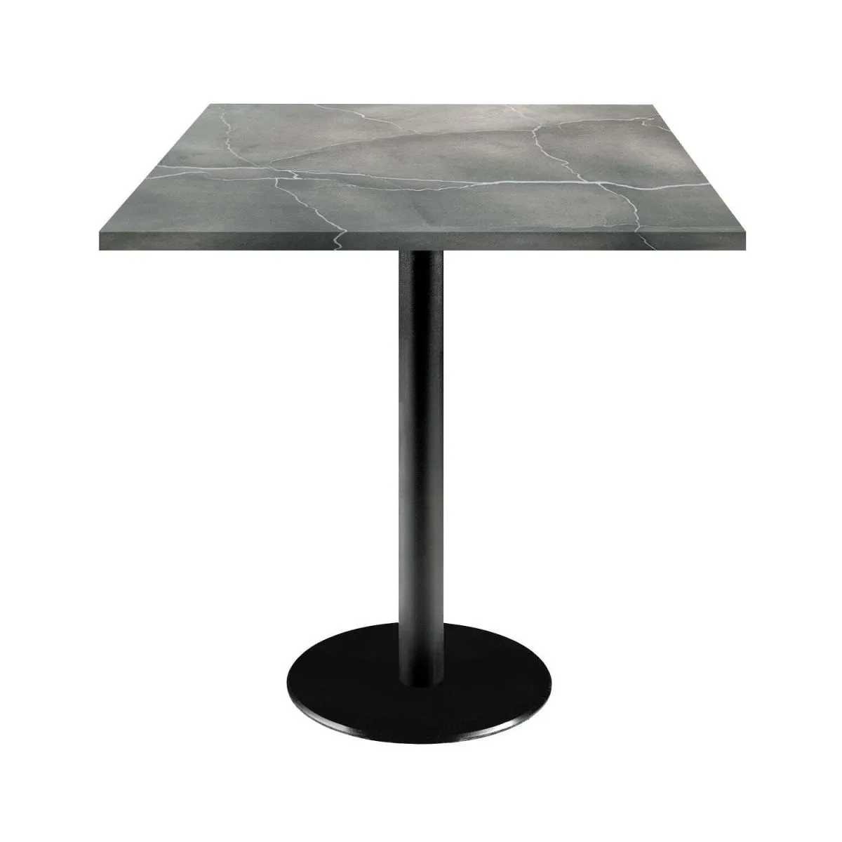 RestooTab Tavolo Rome quadrato - laminato pietra; 70x70x75 cm (LxLxH); Piano tavolo grigio/blu/marmorizzato, struttura nero; quadrata - immagine 1