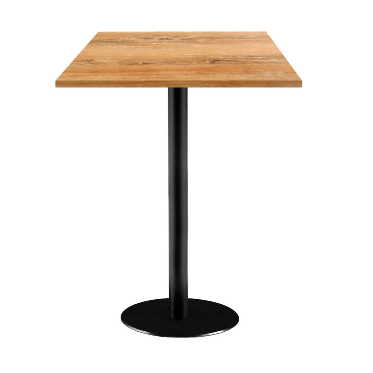 RestooTab Tavolo alto Rome quadrato - laminato legno; 60x60x113 cm (LxLxH); Piano tavolo quercia antica, struttura nero; quadrata - immagine 1