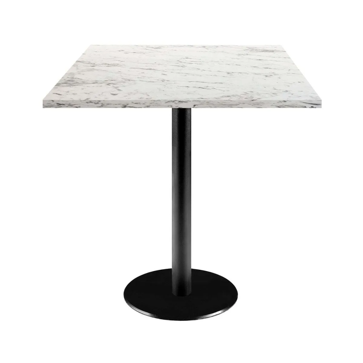 RestooTab Tavolo Rome quadrato - laminato pietra; 70x70x75 cm (LxLxH); Piano tavolo bianco/grigio pietra/marmorizzato, struttura nero; quadrata - immagine 1