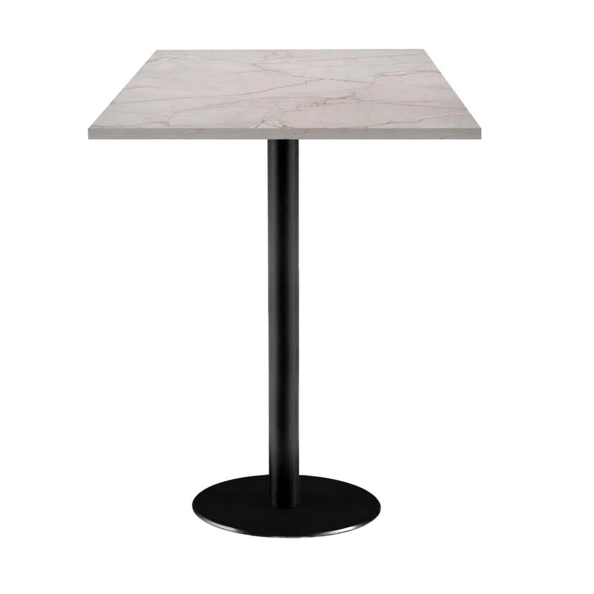 RestooTab Tavolo alto Rome quadrato - laminato pietra; 60x60x113 cm (LxLxH); Piano tavolo beige, struttura nero; quadrata - immagine 1