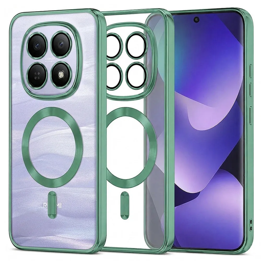 Custodia MagSafe per Xiaomi Poco M8 / Redmi Note 15 5G / Note 15 4G, Techsuit, Luxury Crystal, Verde Chiaro - immagine 1