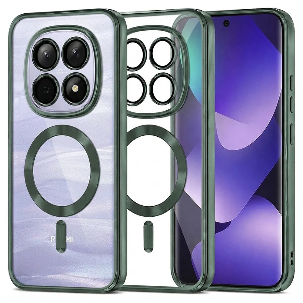 Custodia MagSafe per Xiaomi Poco M8 / Redmi Note 15 5G / Note 15 4G, Techsuit, Luxury Crystal, Verde Scuro - immagine 1