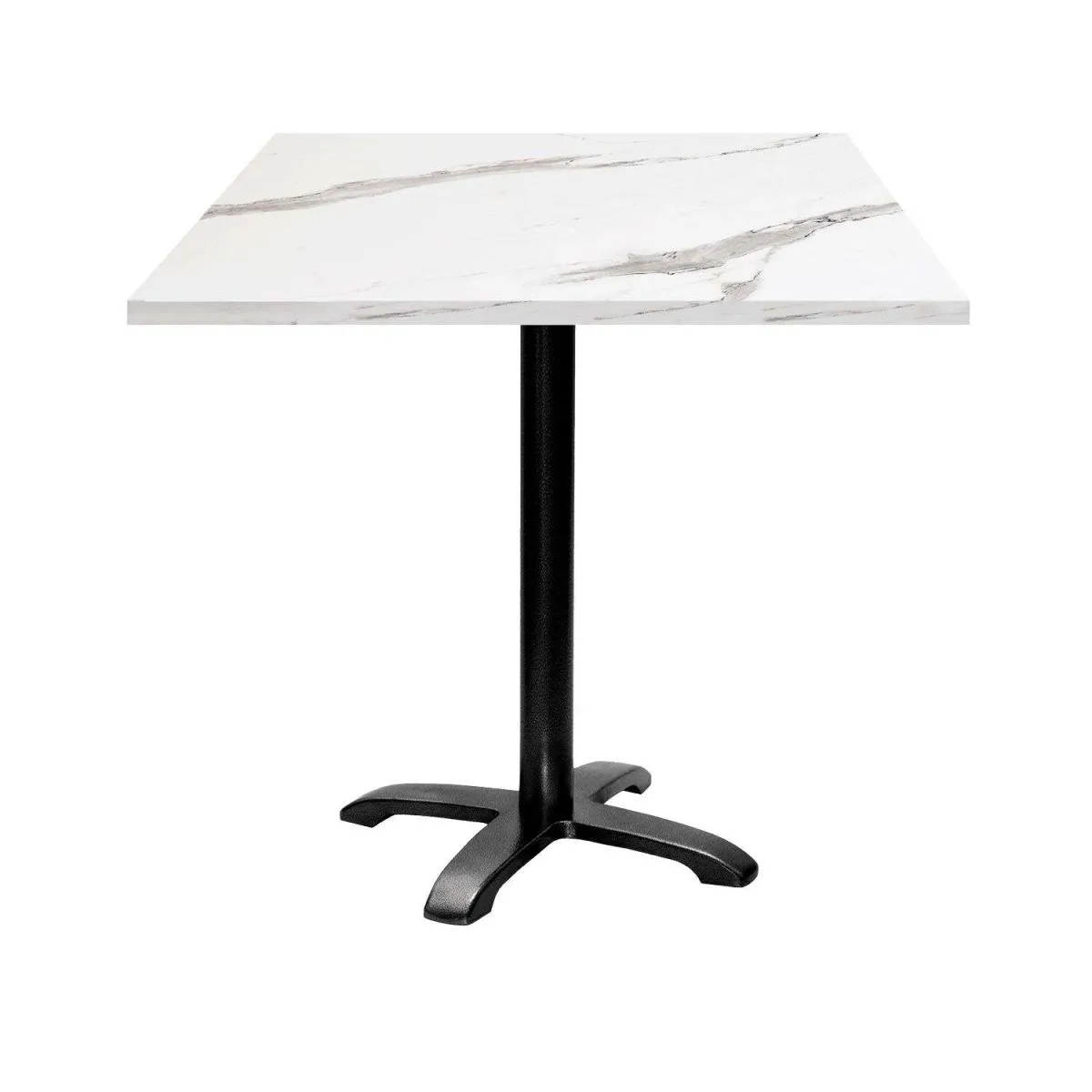 RestooTab Tavolo Bazila quadrato - laminato pietra; 70x70x74 cm (LxLxH); Piano tavolo bianco, struttura nero; quadrata - immagine 1