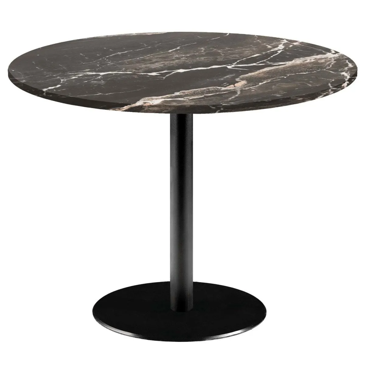 RestooTab Tavolo Rome XL rotondo - laminato pietra & marmo; 75x120 cm (HxØ); Piano tavolo nero, struttura nero; rotonda - immagine 1
