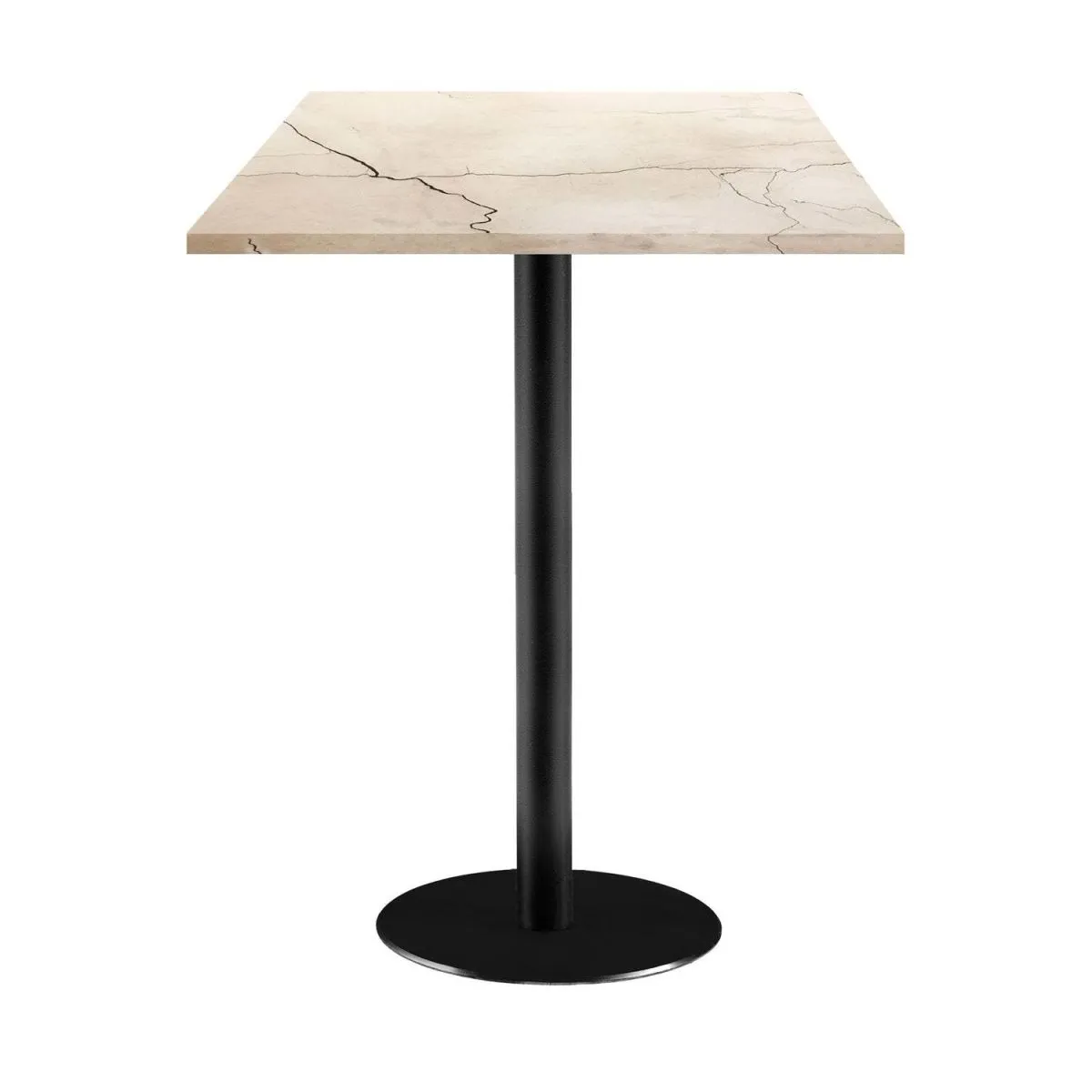RestooTab Tavolo alto Rome quadrato - laminato pietra; 60x60x113 cm (LxLxH); Piano tavolo sabbia, struttura nero; quadrata - immagine 1