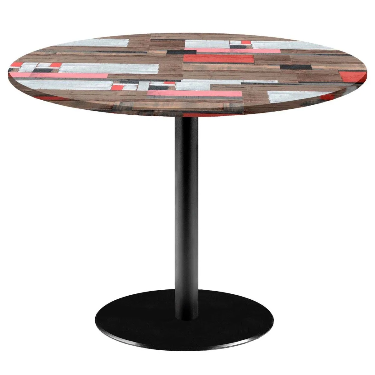 RestooTab Tavolo Rome XL rotondo - laminato legno; 75x120 cm (HxØ); Piano tavolo multicolore, struttura nero; rotonda - immagine 1