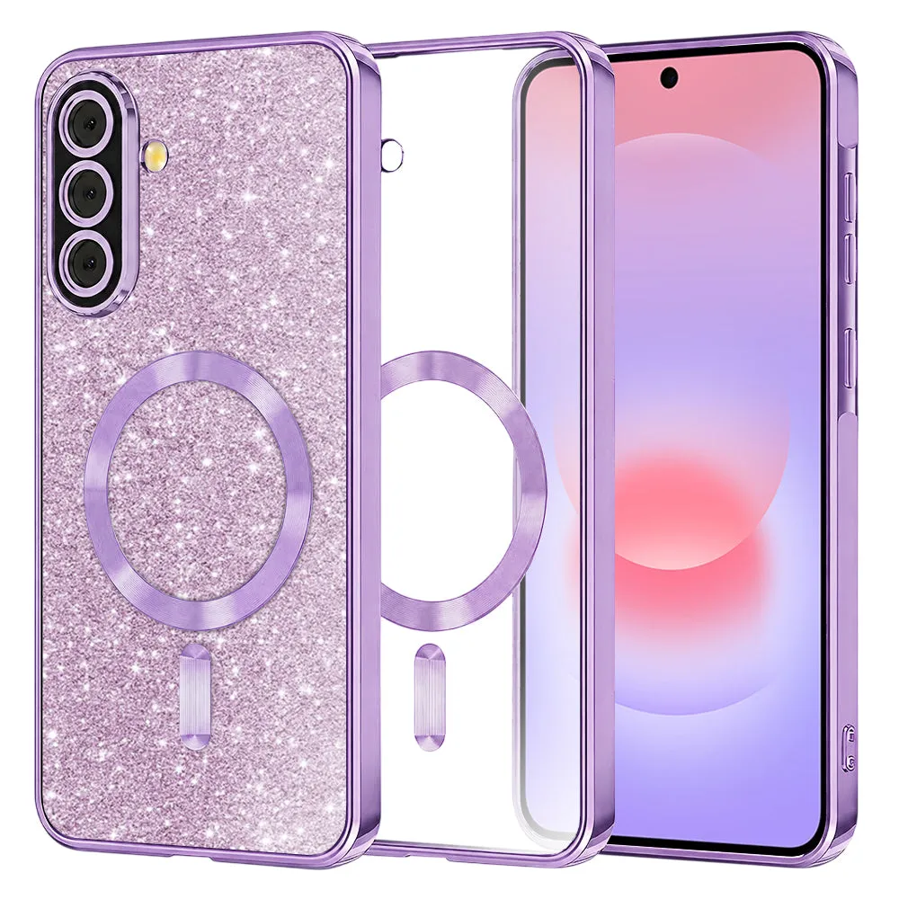 Custodia MagSafe per Samsung Galaxy A37 5G, Techsuit, Luxury Glitter, Viola Chiaro - immagine 1