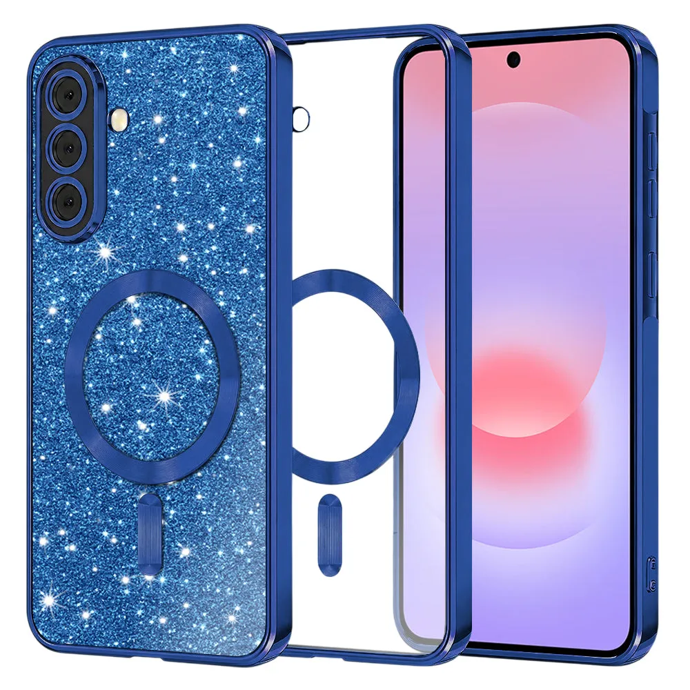 Custodia MagSafe per Samsung Galaxy A37 5G, Techsuit, Luxury Glitter, Blu Scuro - immagine 1