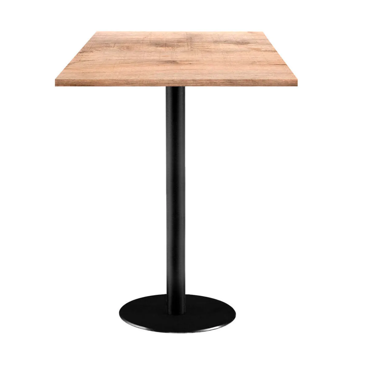 RestooTab Tavolo alto Rome quadrato - laminato legno; 60x60x113 cm (LxLxH); Piano tavolo quercia/marrone chiaro, struttura nero; quadrata - immagine 1